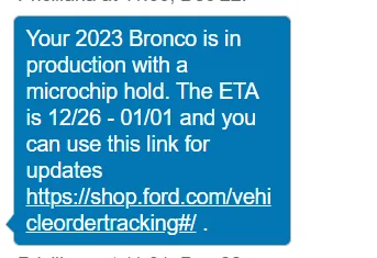 Ford Bronco 12/12/2022 build week with spreadsheet 1671728584551
