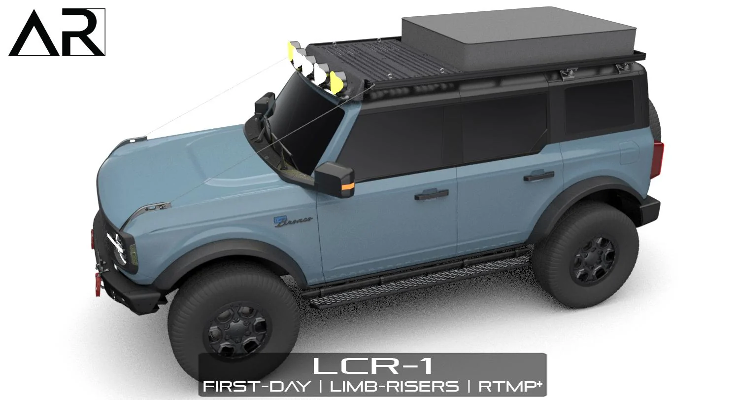 Ford Bronco AR | BRONCO Modular Roof Rack for 2-Door and 4-Door 2501-10 - LCR-1 Bronco - First-Day_RTMP_Deflector_Limb-Riser_Tent