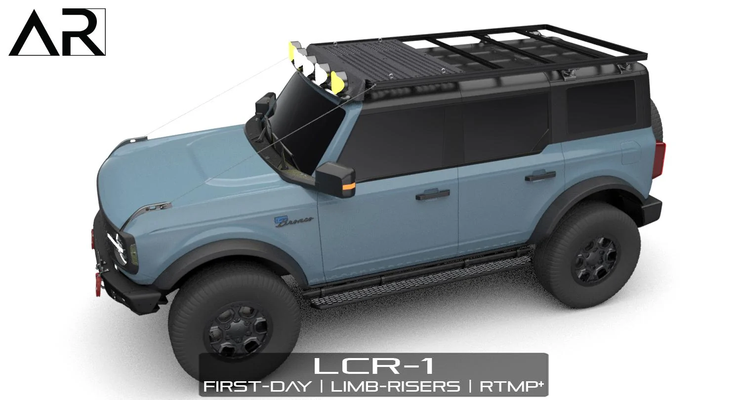 Ford Bronco AR | BRONCO Modular Roof Rack for 2-Door and 4-Door 2501-11 - LCR-1 Bronco - First-Day_RTMP_Deflector_Limb-Riser