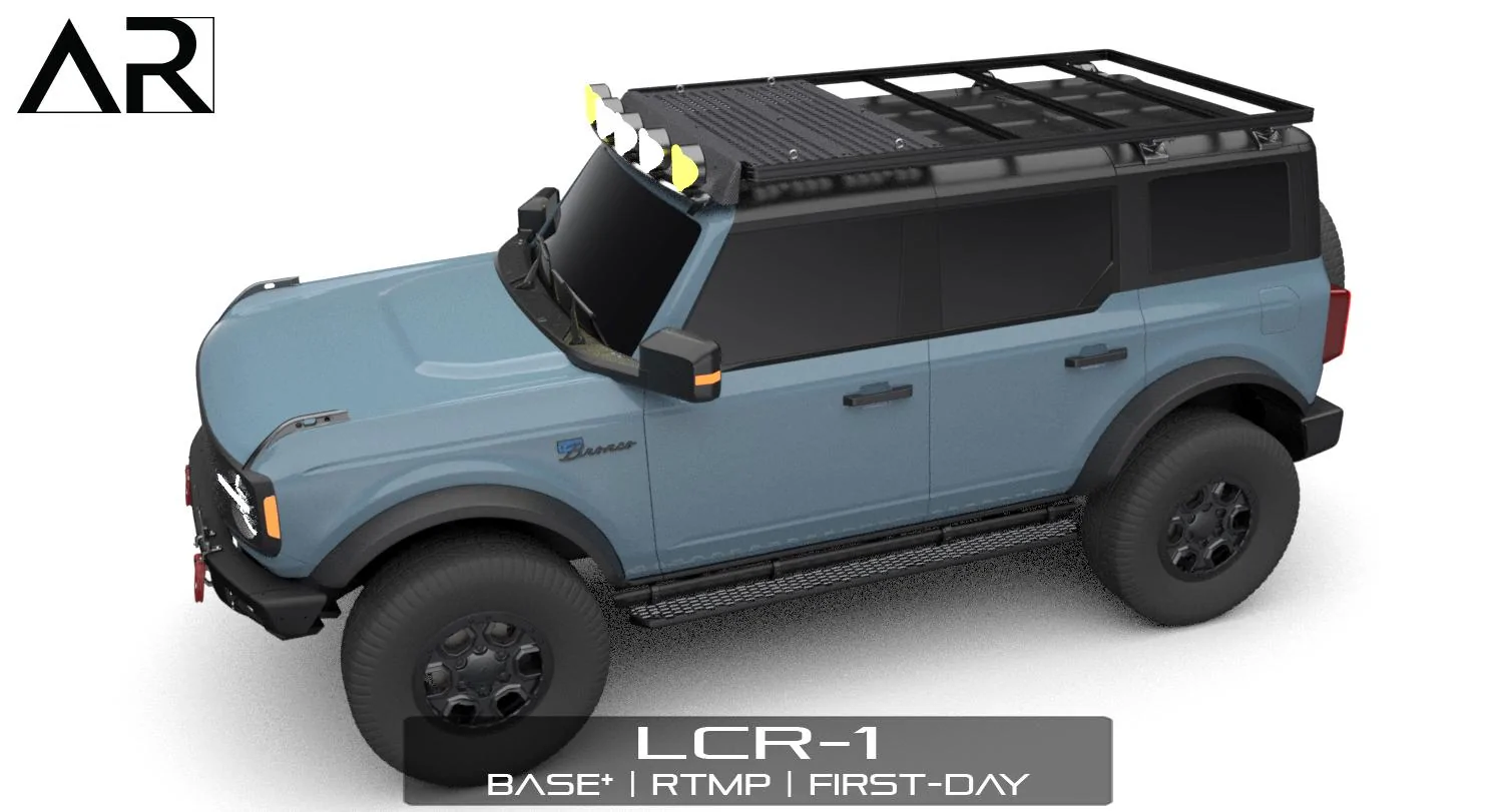 Ford Bronco AR | BRONCO Modular Roof Rack for 2-Door and 4-Door 2501-24 - LCR-1 Bronco - Base_Deflector_RTMP_First-Day