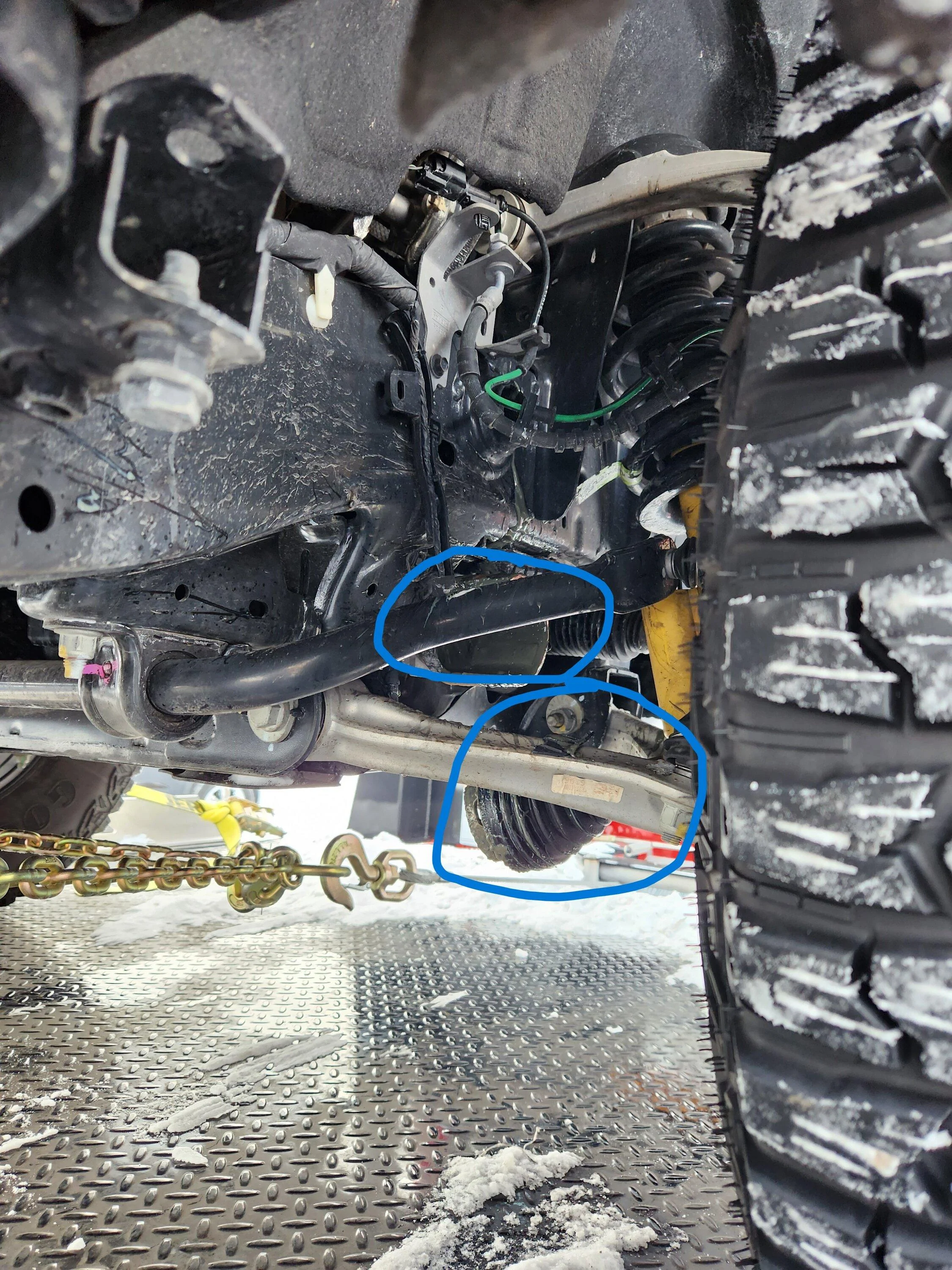 Ford Bronco BROKEN FRONT AXLE having fun in the snow Broken Axel