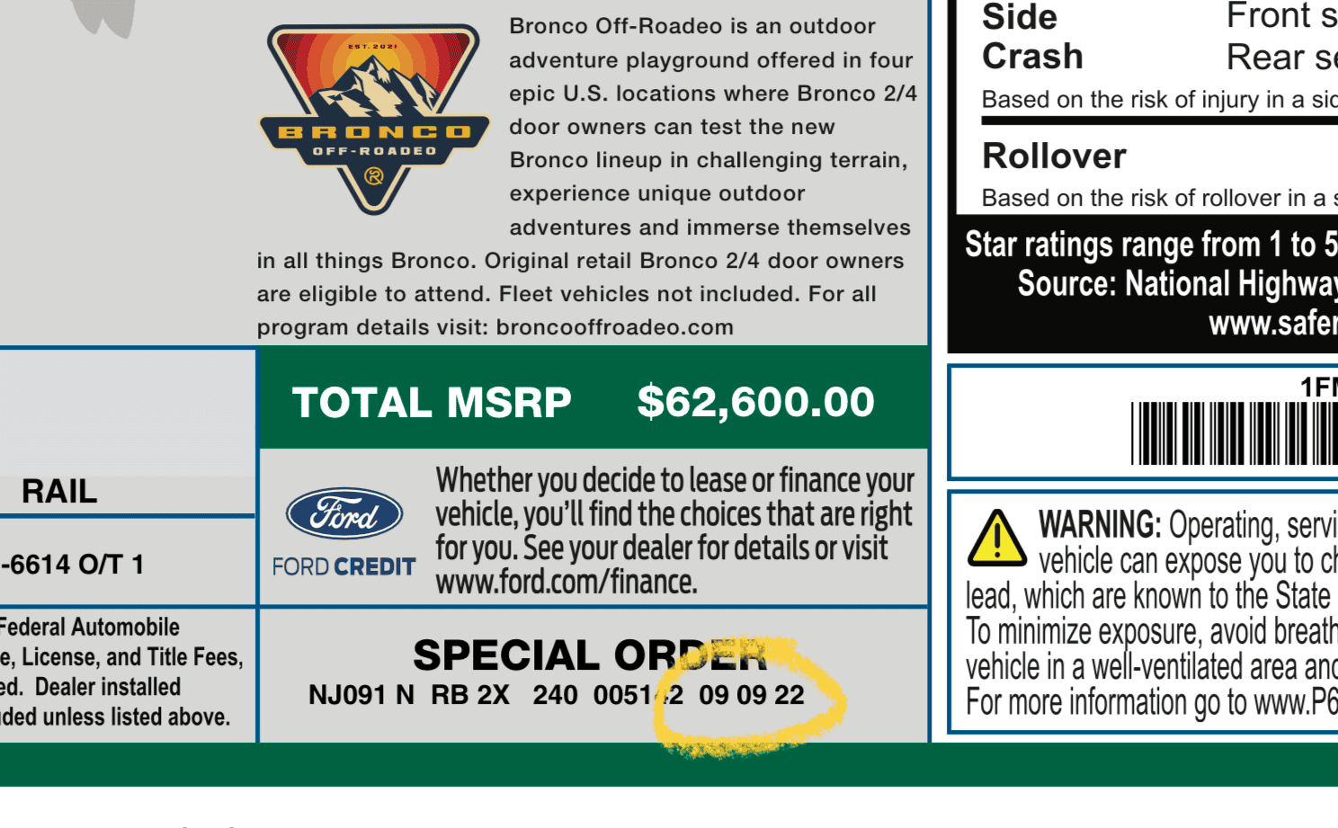 Ford Bronco Ultimate 2023MY PRICE PROTECTION Flowchart 1672272823029