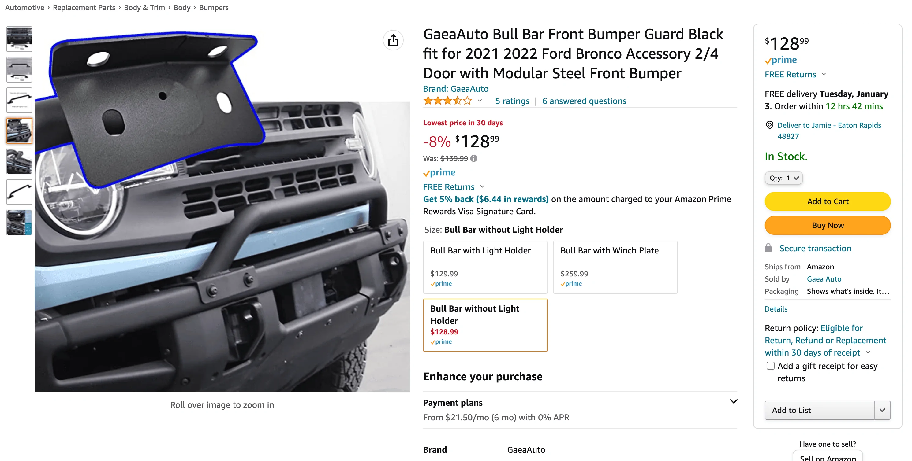 Ford Bronco Amazon (Chinese) Bull Bars Screen Shot 2022-12-30 at 11.17.12 AM