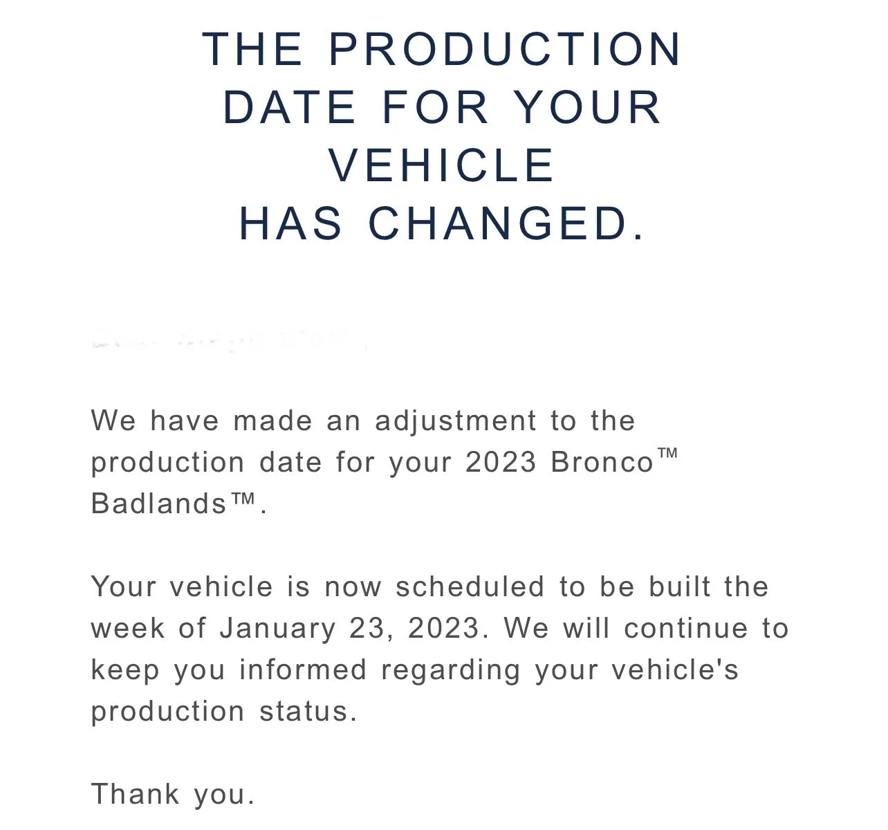Ford Bronco Jan 16th build pushed back 3700C485-7EF0-45A3-848D-5E62356A1D84