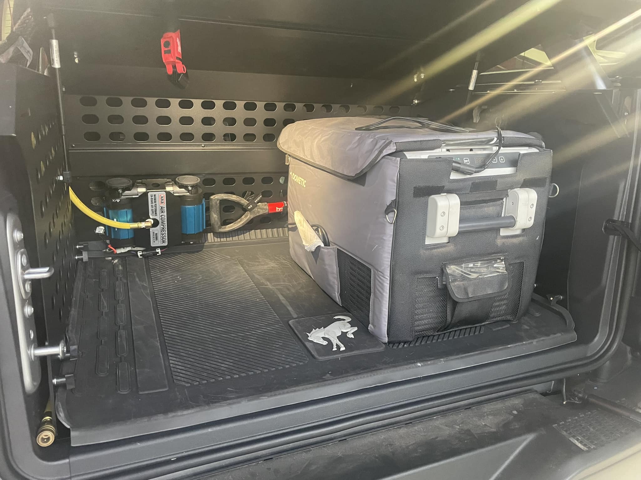 Ford Bronco Installed Ford (Tuffy) Rear Compartment Molle Kit with lid, Tailgate Table & ARB Dual Compressor in my Bronco Raptor arb compressor and cooler
