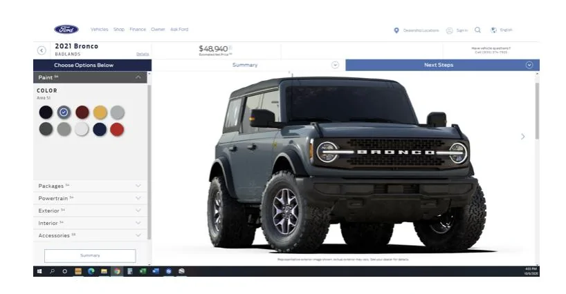 Ford Bronco Bronco Build & Price date CB0A1048-494C-4976-BE7B-20CEAAF2C7D8