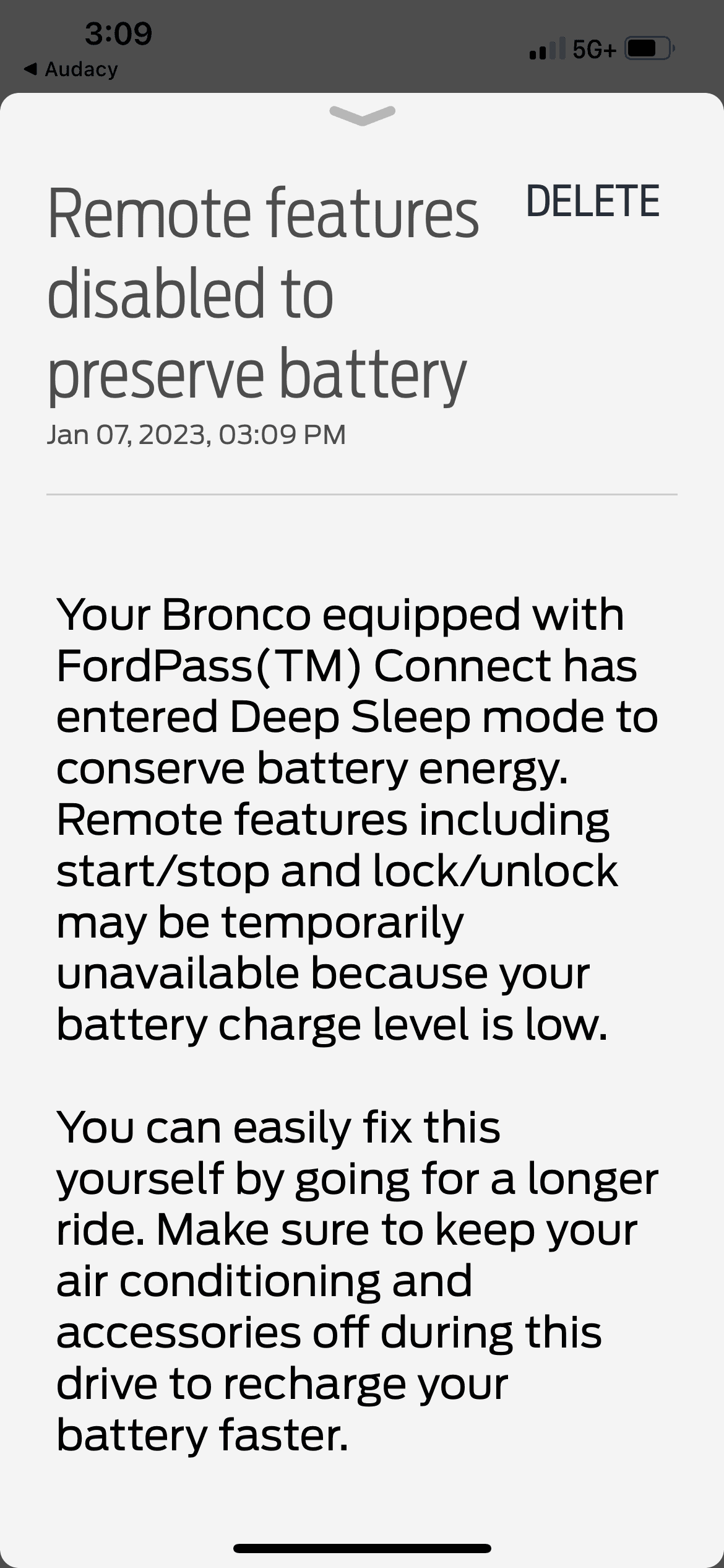 Ford Bronco Features Disabled to Save Battery 605304FA-3B7D-4186-BC29-B870AB62D086