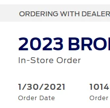 Ford Bronco 12/5/2022 Build week with spreadsheet 1673295237457