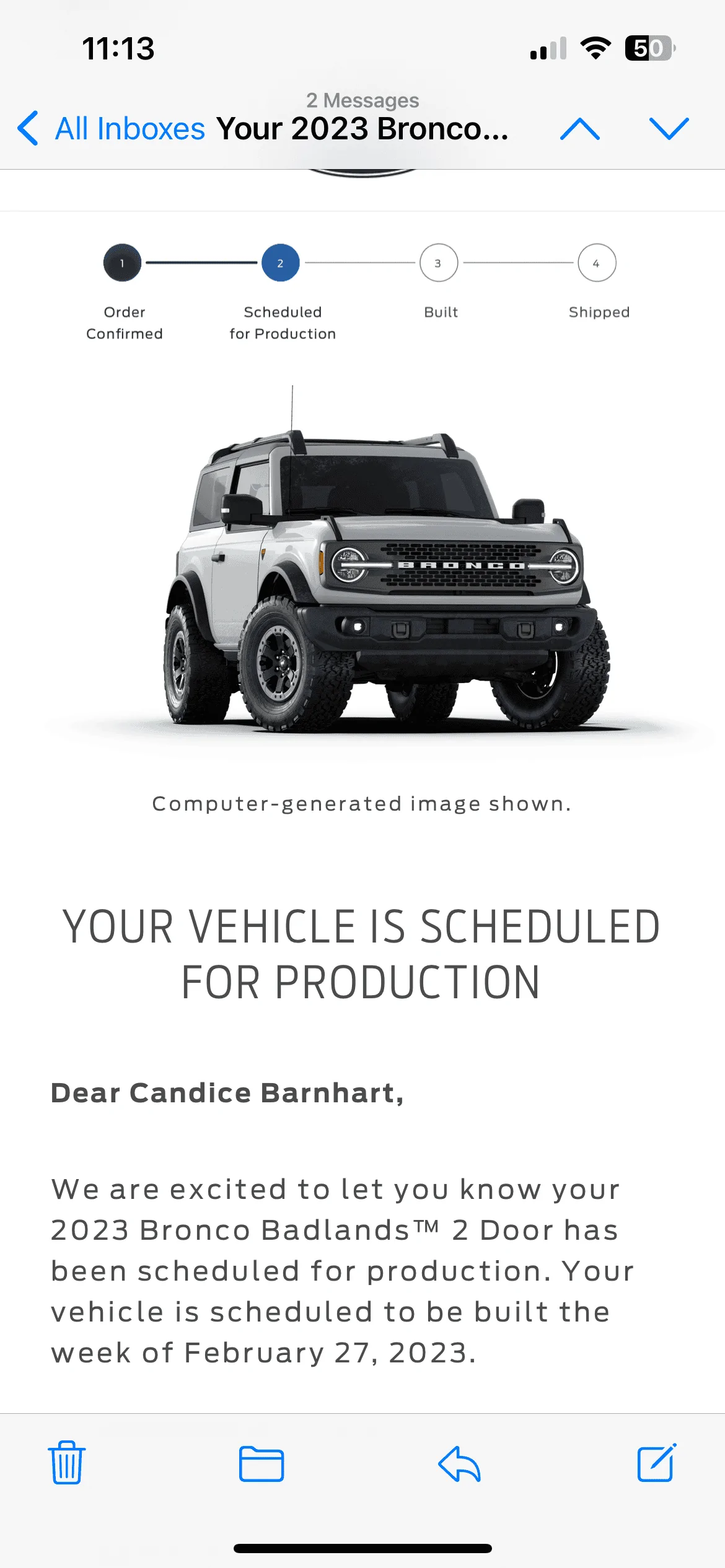 Ford Bronco 2/27/2023 Build Week - With Spreadsheet 959064F4-B49F-4E30-AF34-2CF46BD89635