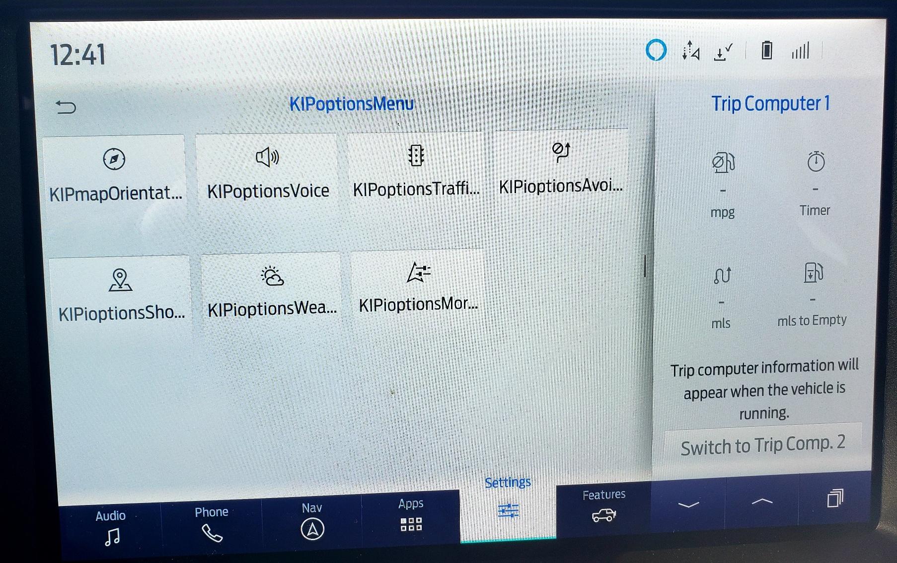 Ford Bronco NavScreen showing "KIPOptions" Error Text after an Android Auto Update 1673396004651