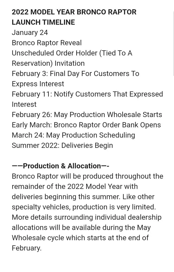 Ford Bronco No more 2023MY scheduling for hardtops, Sasquatch and LUX (reported by dealership) Screenshot_20220124-082349_Chrom