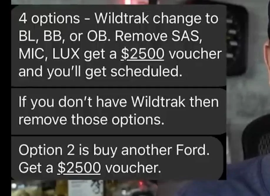 Ford Bronco No more 2023MY scheduling for hardtops, Sasquatch and LUX (reported by dealership) 39D05630-934E-40F6-8228-29D8BB8F076D