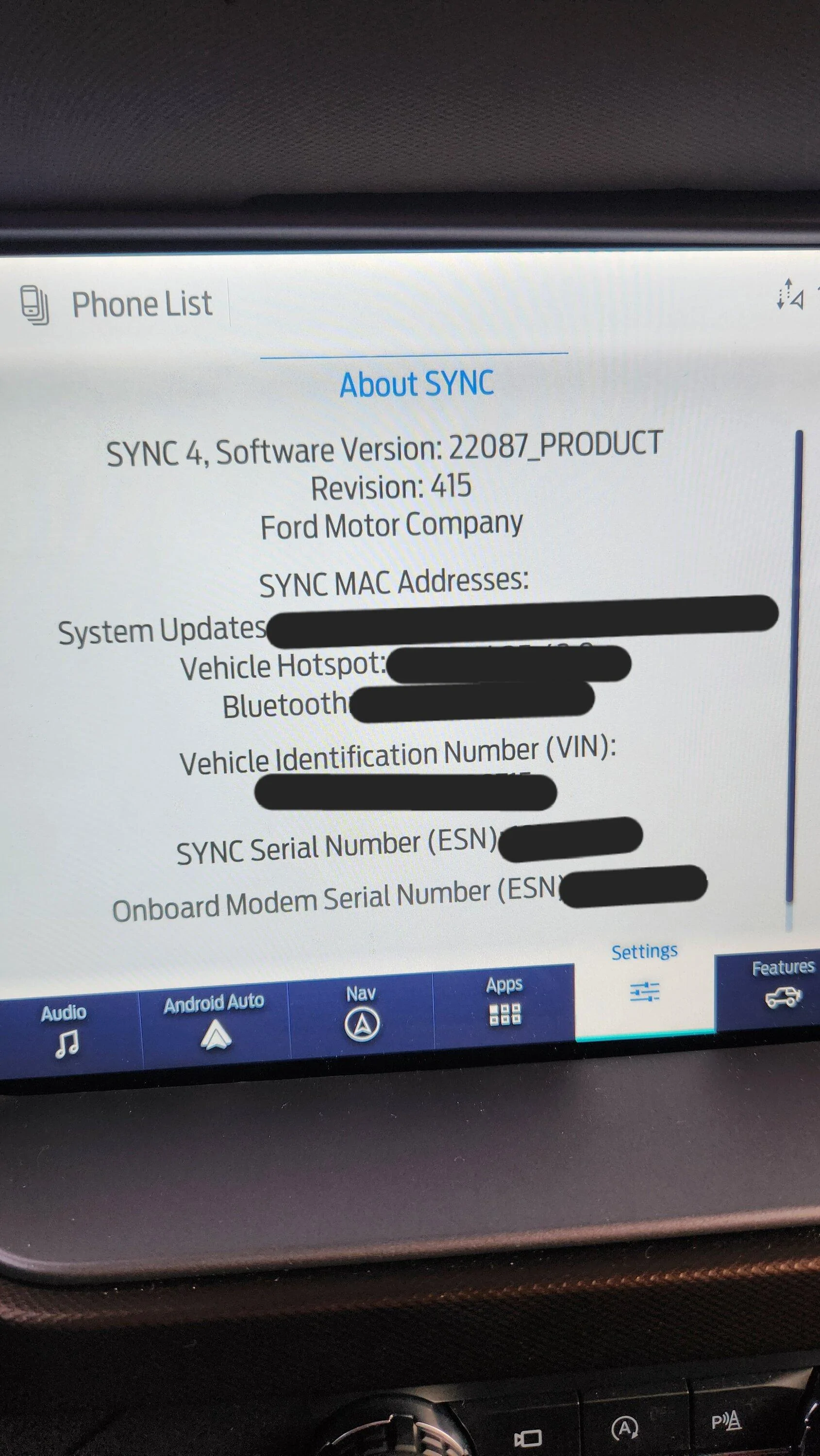 Ford Bronco What's the latest Sync version for my '21 OBX? 20230114_153953