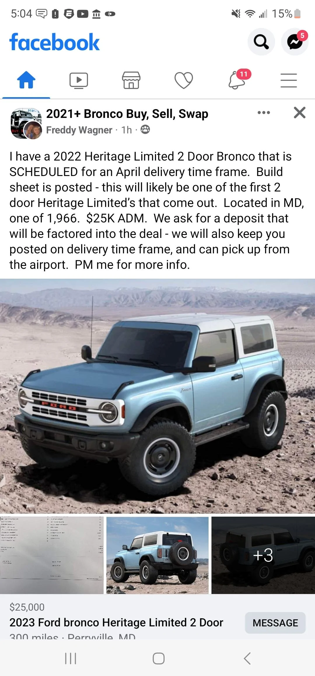 Ford Bronco 03/13/2023 Build Week Screenshot_20230117_170409_Facebook