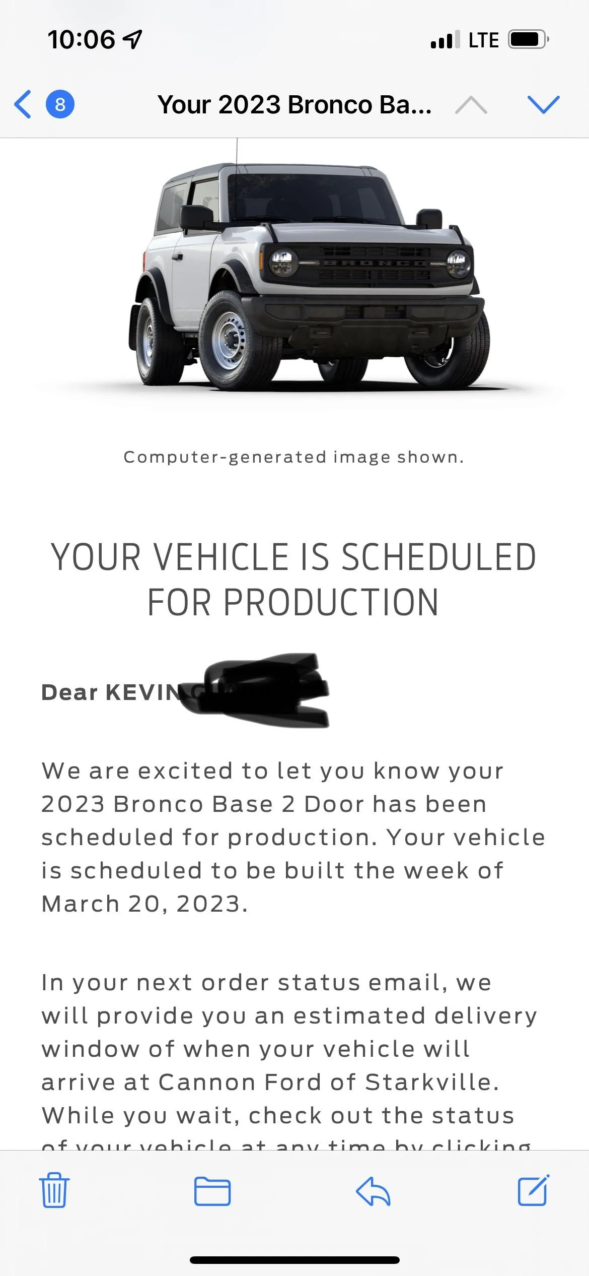 Ford Bronco 📬 Just got scheduled email today Jan 19! Post yours! DA334EAC-601A-4FEF-9593-2F995BEEA1E7