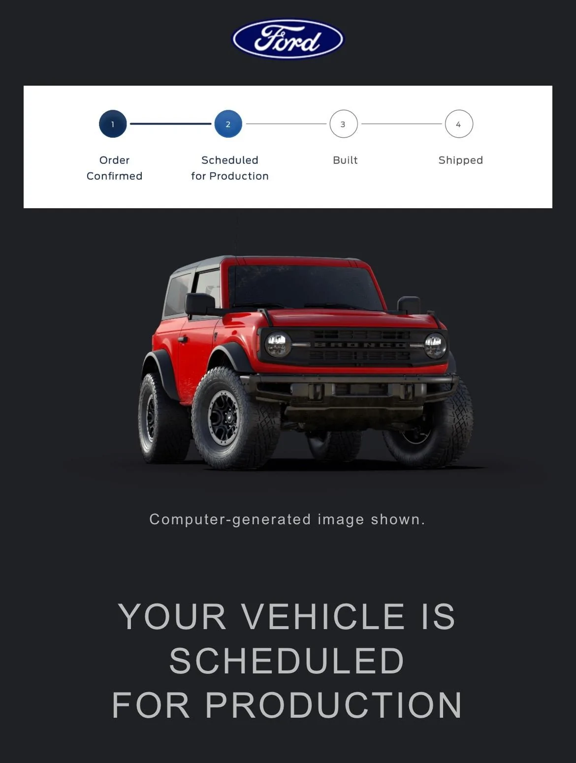 Ford Bronco 📬 Just got scheduled email today Jan 19! Post yours! Bronco Production