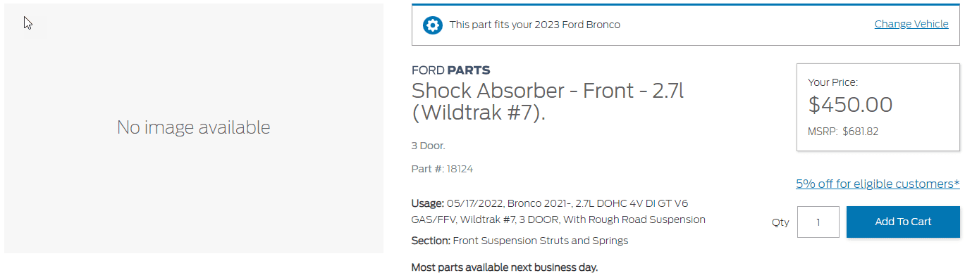 Ford Bronco HOSS 3.0 part numbers/cost? 1674161835286