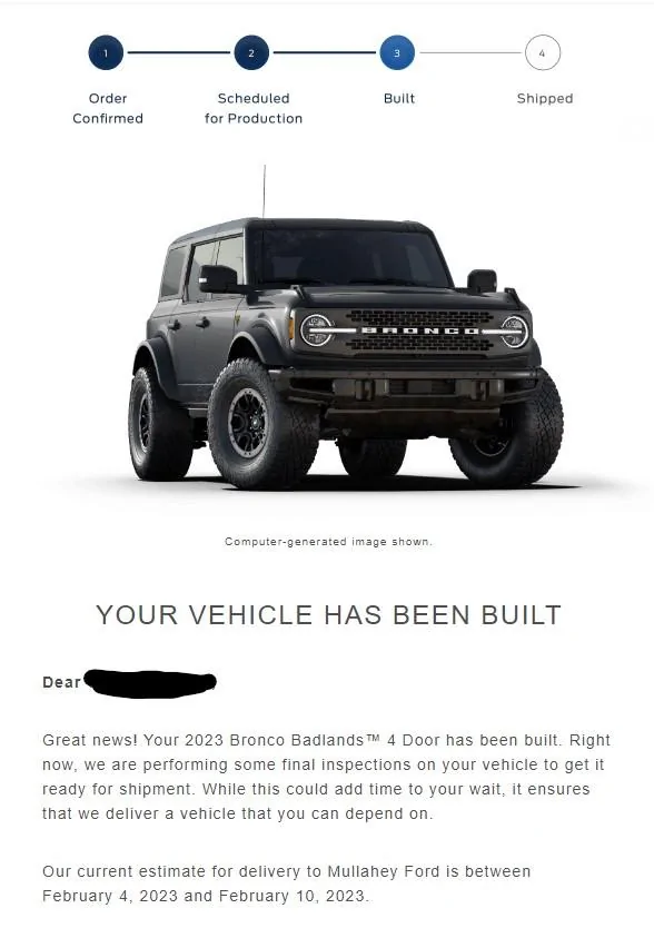 Ford Bronco 12/19/2022 build week group Screenshot 2023-01-20 090029