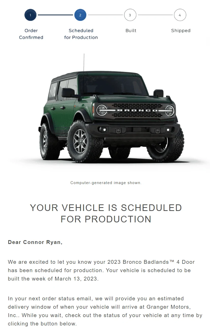 Ford Bronco 03/13/2023 Build Week 1674227068725