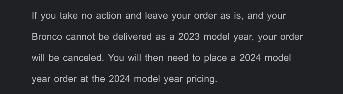 Ford Bronco 📧 Bad news Friday... official email from Ford: "Urgent information regarding your Ford Bronco order." 37eaf36b-ae1a-4979-accf-31f2dbff9830-jpeg