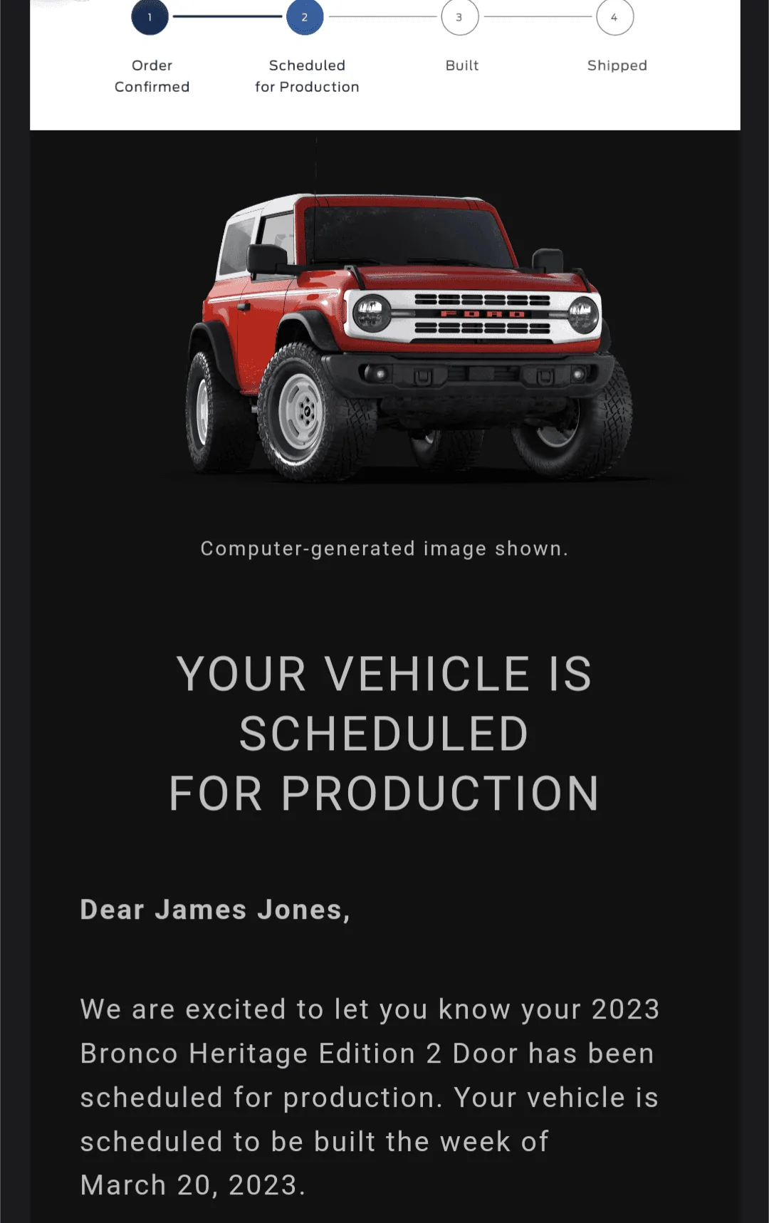 Ford Bronco 3/20/2023 Build Week with spreadsheet Screenshot_20230119-110446