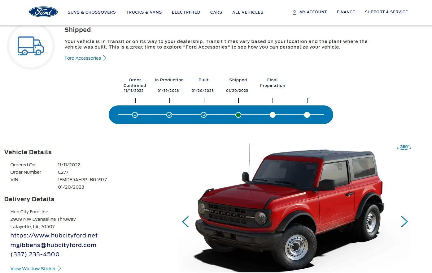 Ford Bronco 01/16/2023 Build Week Bronco Shipped - Copy
