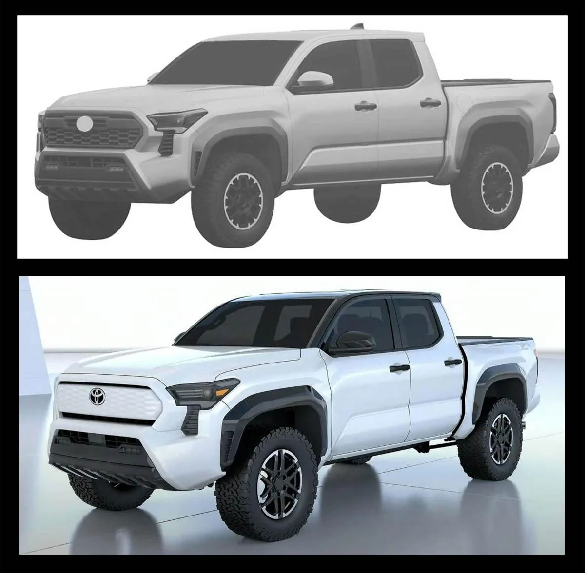 Ford Bronco Upcoming 2024 Tacoma fully revealed in design images 📸 toyota tacoma ICE vs EV Concept