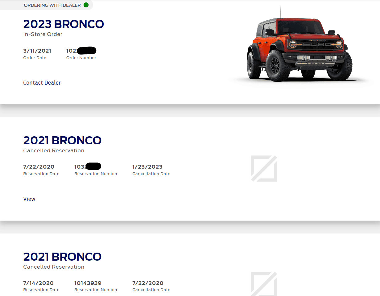 Ford Bronco Received unexpected order cancellation email from Ford res update