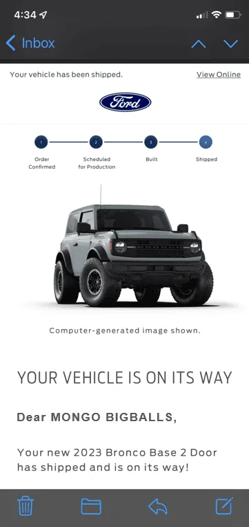 Ford Bronco Mongo is getting his BadSqatch woo hoo 1674780004698