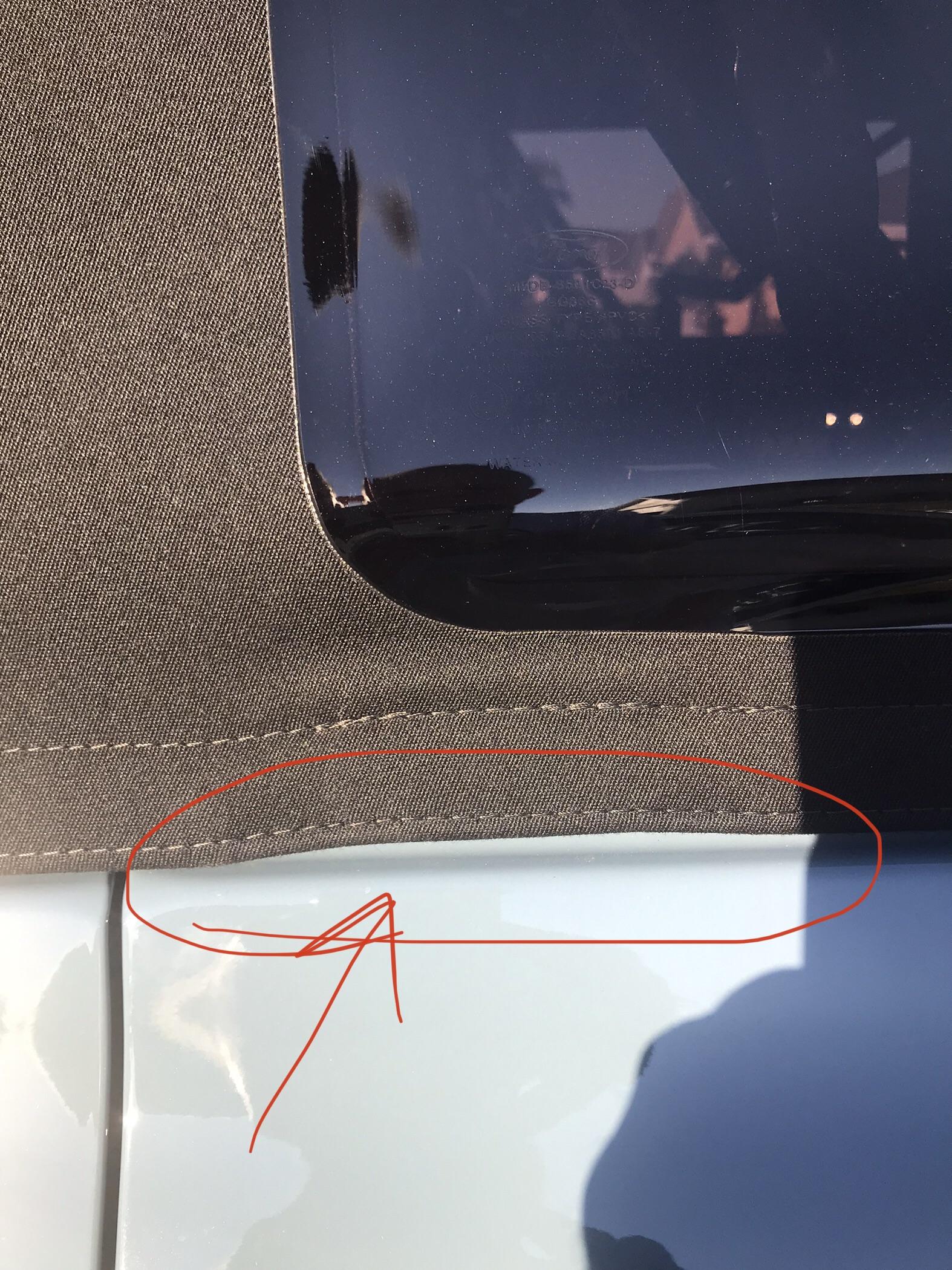 Ford Bronco Small soft top modification to  fix uneven canvas 581926CB-87F9-44F5-8B99-4EEA27405B1D