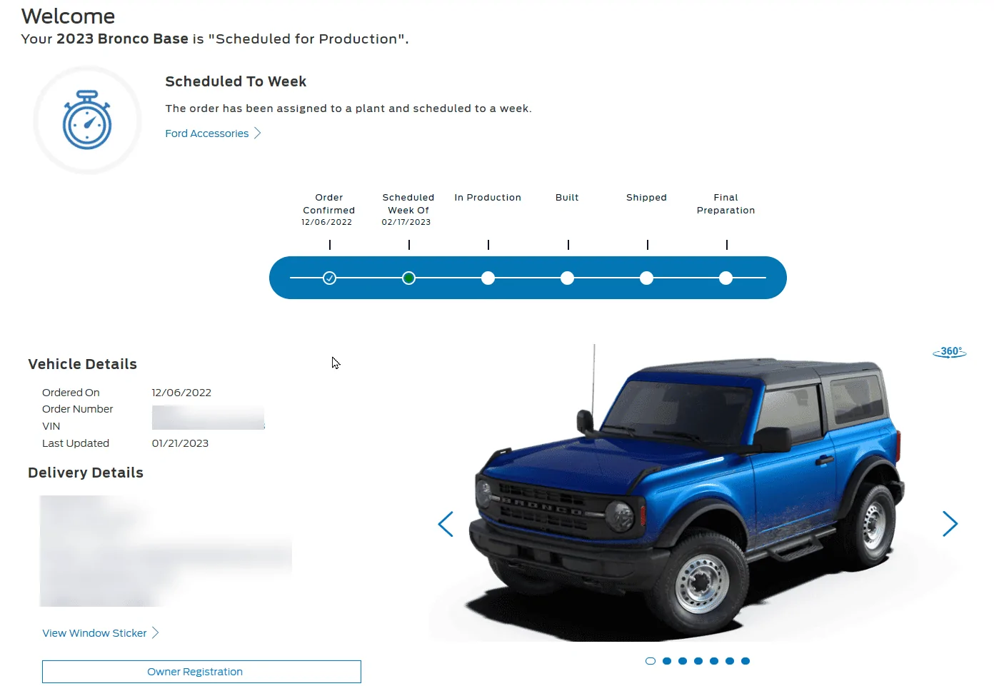 Ford Bronco 02/13/2023 Build Week 1675219135449