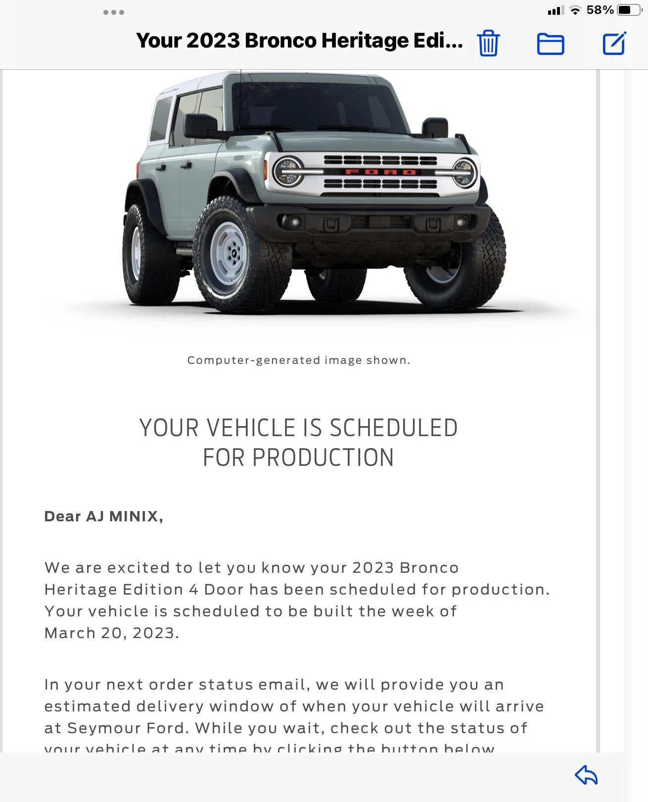 Ford Bronco 📬 Scheduling Email Now Arriving 2/2/23 !! 🙌 DE0803E4-D07C-4D49-80E6-2E1825D3C785