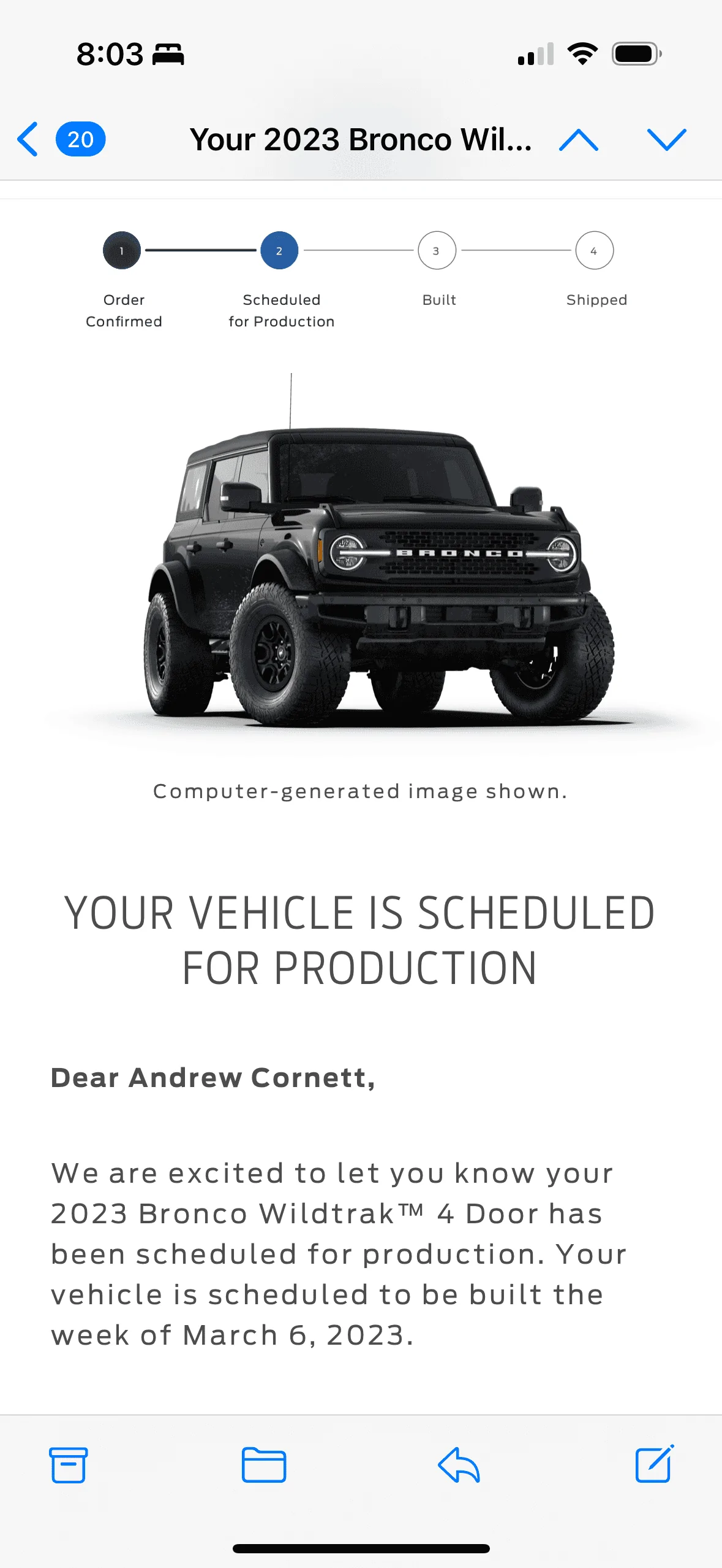 Ford Bronco 📬 Scheduling Email Now Arriving 2/2/23 !! 🙌 E1C992FA-23A8-4D3D-9E9C-023133667CC2