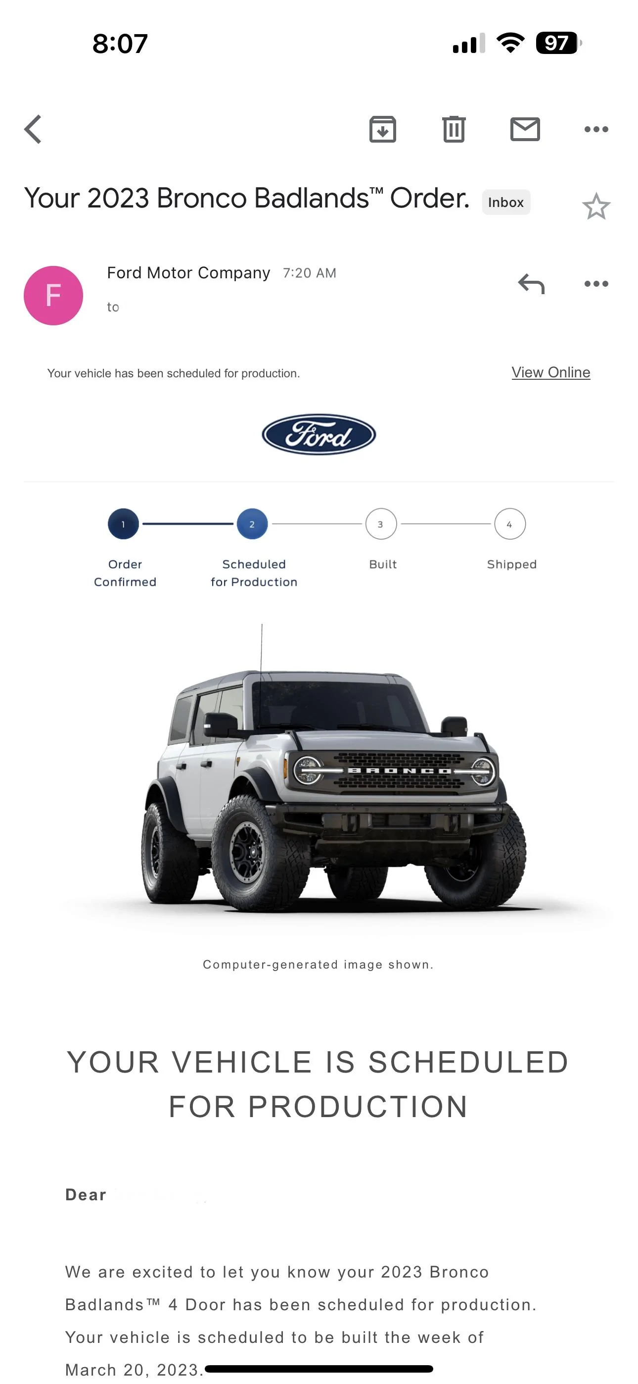 Ford Bronco 3/20/2023 Build Week with spreadsheet CE351600-FF22-4B50-80AB-15DC28106D1B