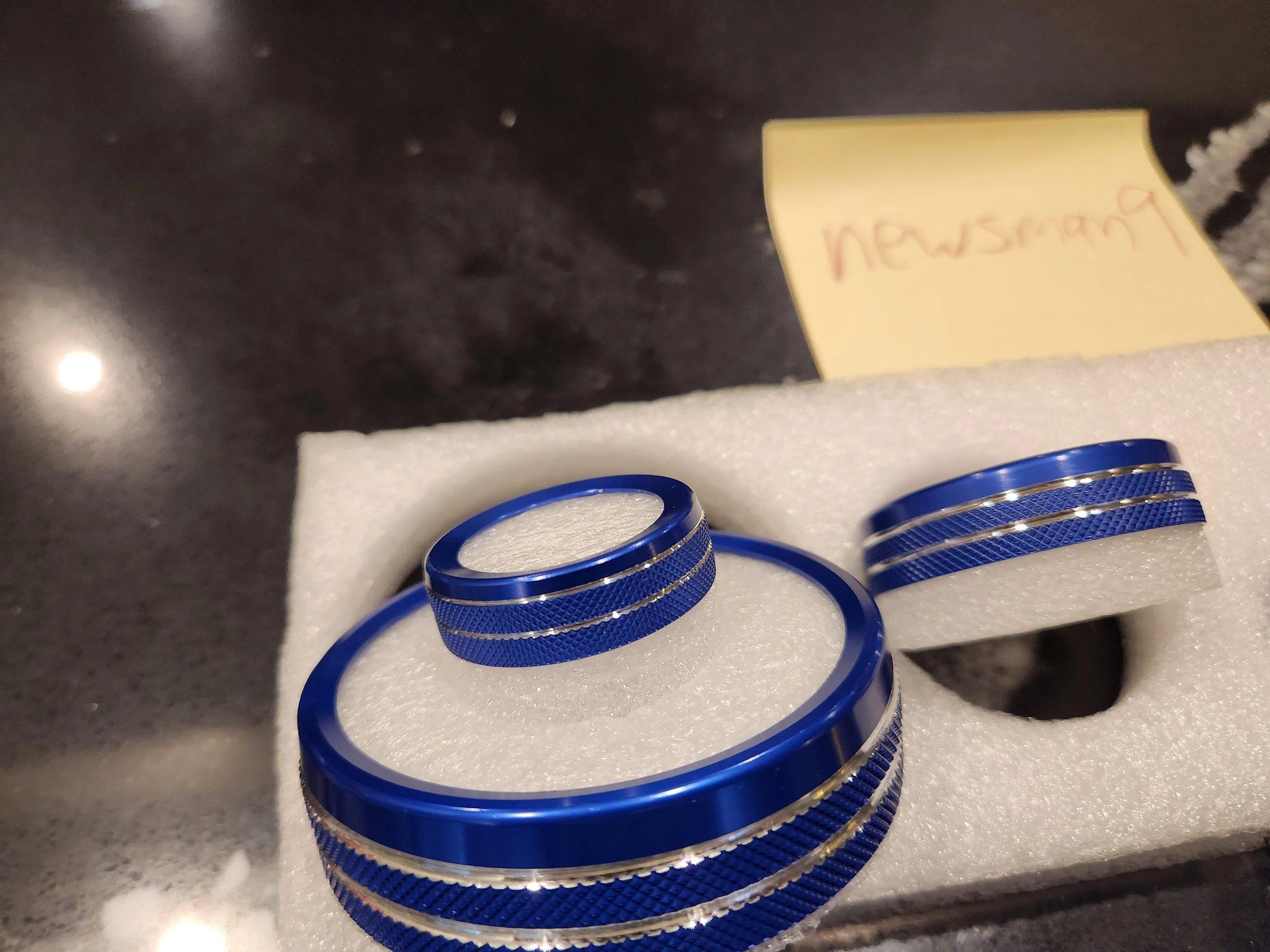 Ford Bronco Blue aluminum interior knob covers 20230203_080840
