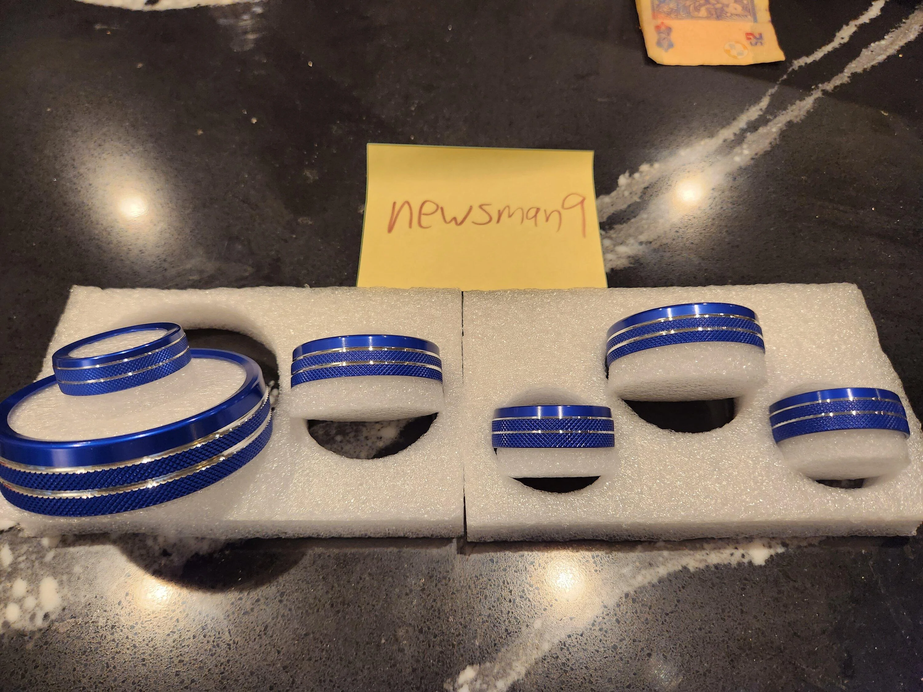 Ford Bronco Blue aluminum interior knob covers 20230203_080836