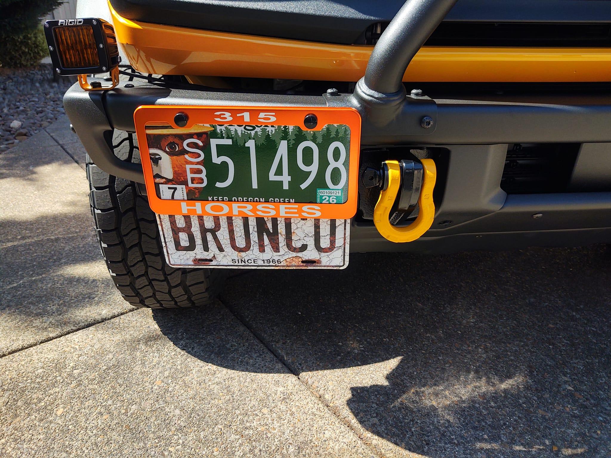 Ford Bronco "Cyber Orange" shackles PlatesDone