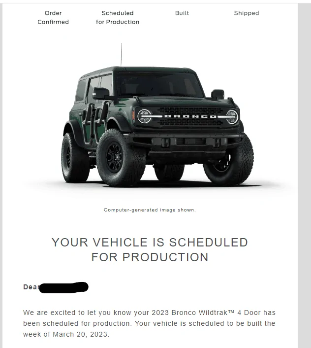 Ford Bronco 3/20/2023 Build Week with spreadsheet 1675469268594