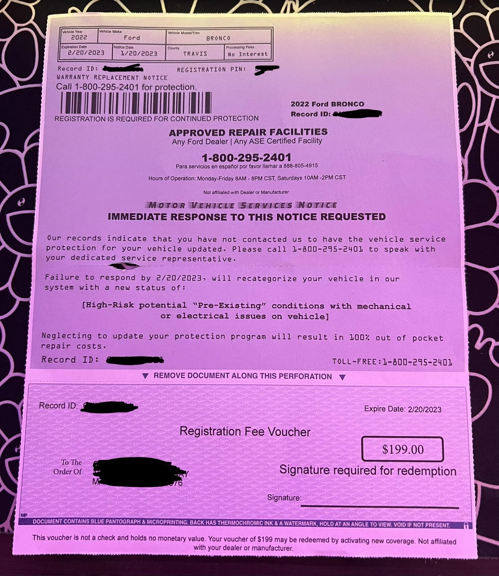 Ford Bronco Is this a scam? letter
