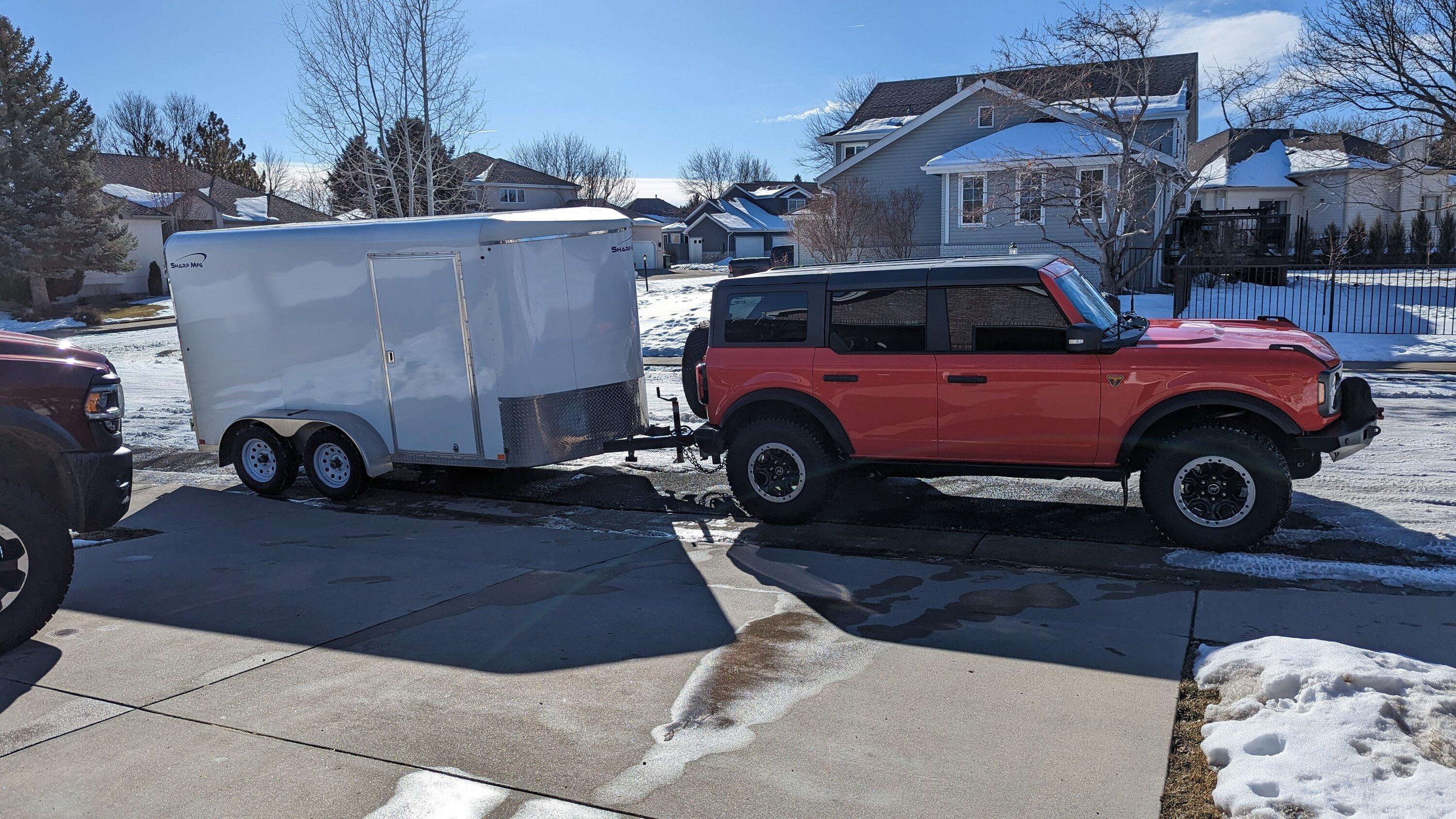 Ford Bronco Towed 6x12 cargo trailer with ease! PXL_20230204_165735585