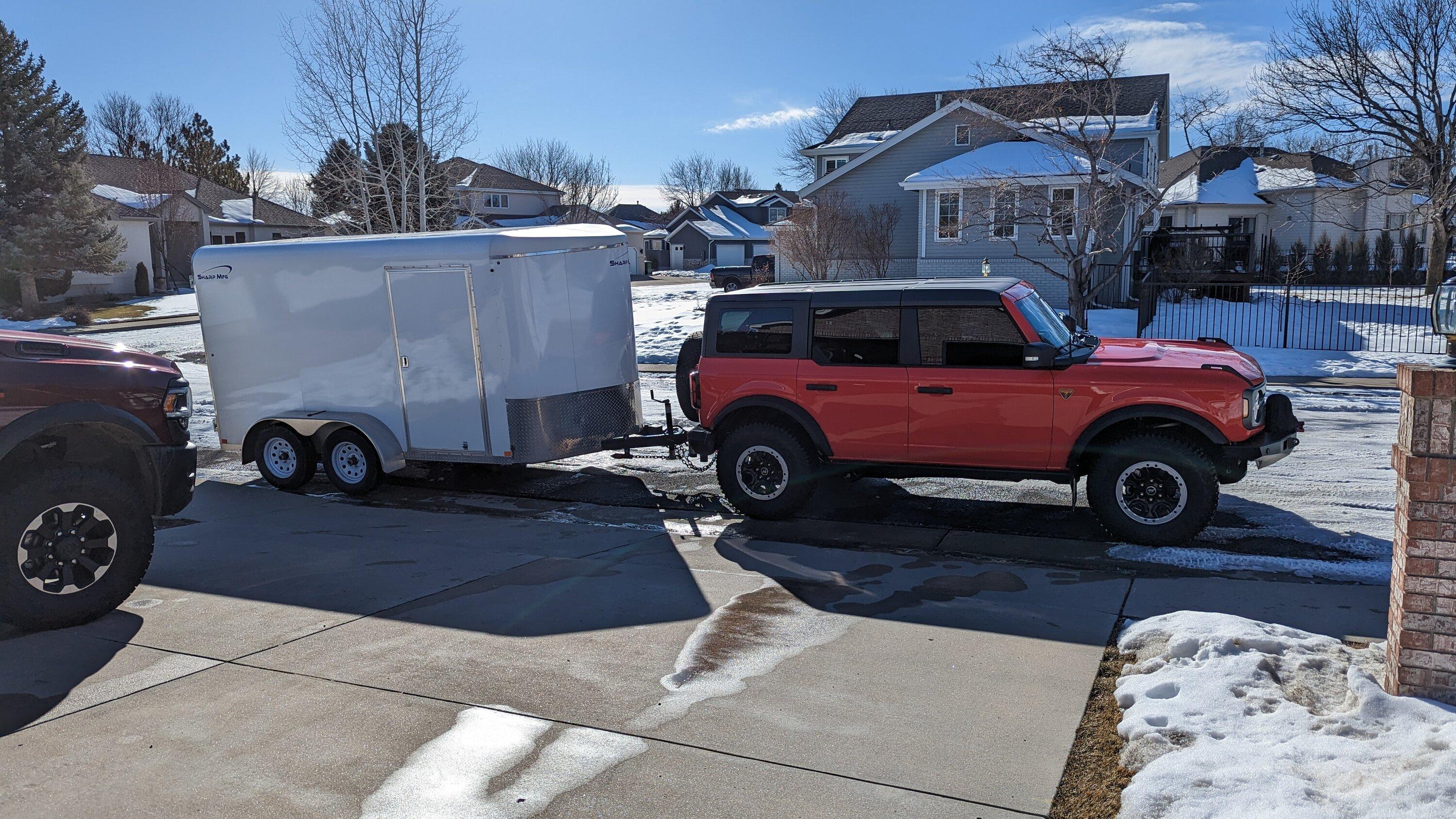 Ford Bronco Towed 6x12 cargo trailer with ease! PXL_20230204_170207846