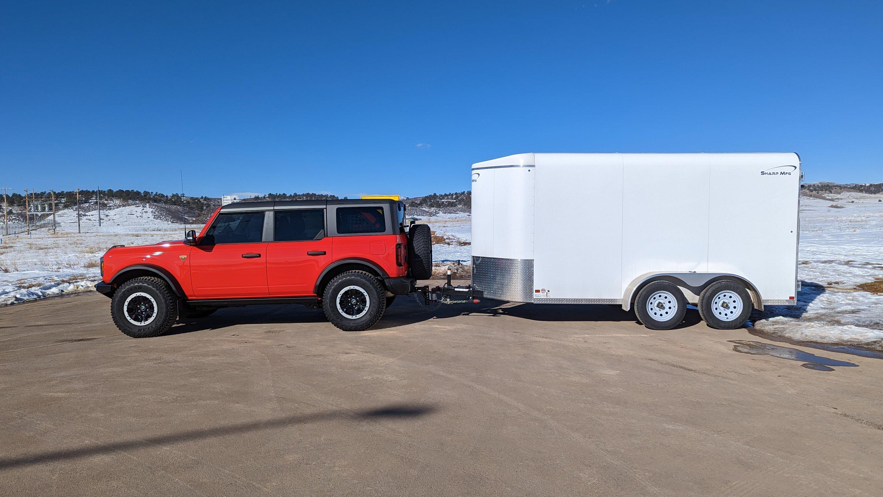Ford Bronco Towed 6x12 cargo trailer with ease! PXL_20230204_170730417
