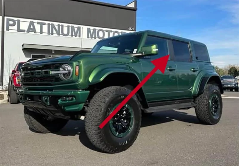 Ford Bronco Eruption Green Bronco Raptor erupts matching paint all over - hard top, flares, bumpers, grille, letters, wheel rings 0BD00FF2-5AA8-468E-8231-508590719D27