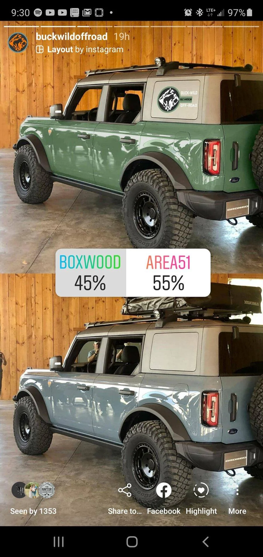 Ford Bronco Boxwood Green Screenshot_20201011-093049_Instagram