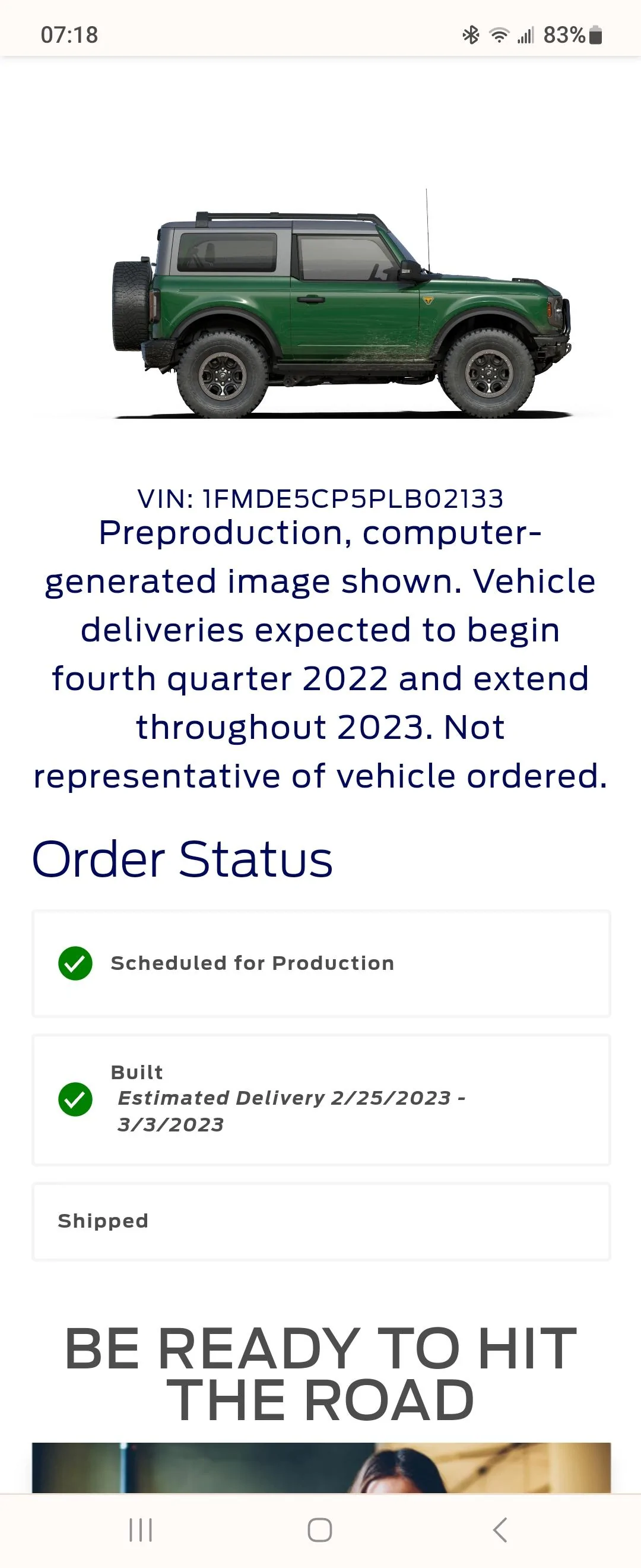 Ford Bronco 2/6/23 Build Week Screenshot_20230209_071840_Chrom