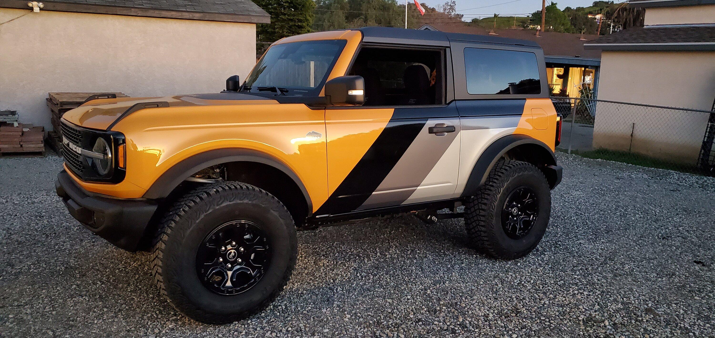 Ford Bronco Mud flaps are ugly, so I went another direction with vinyl wrap protection 20230209_174840