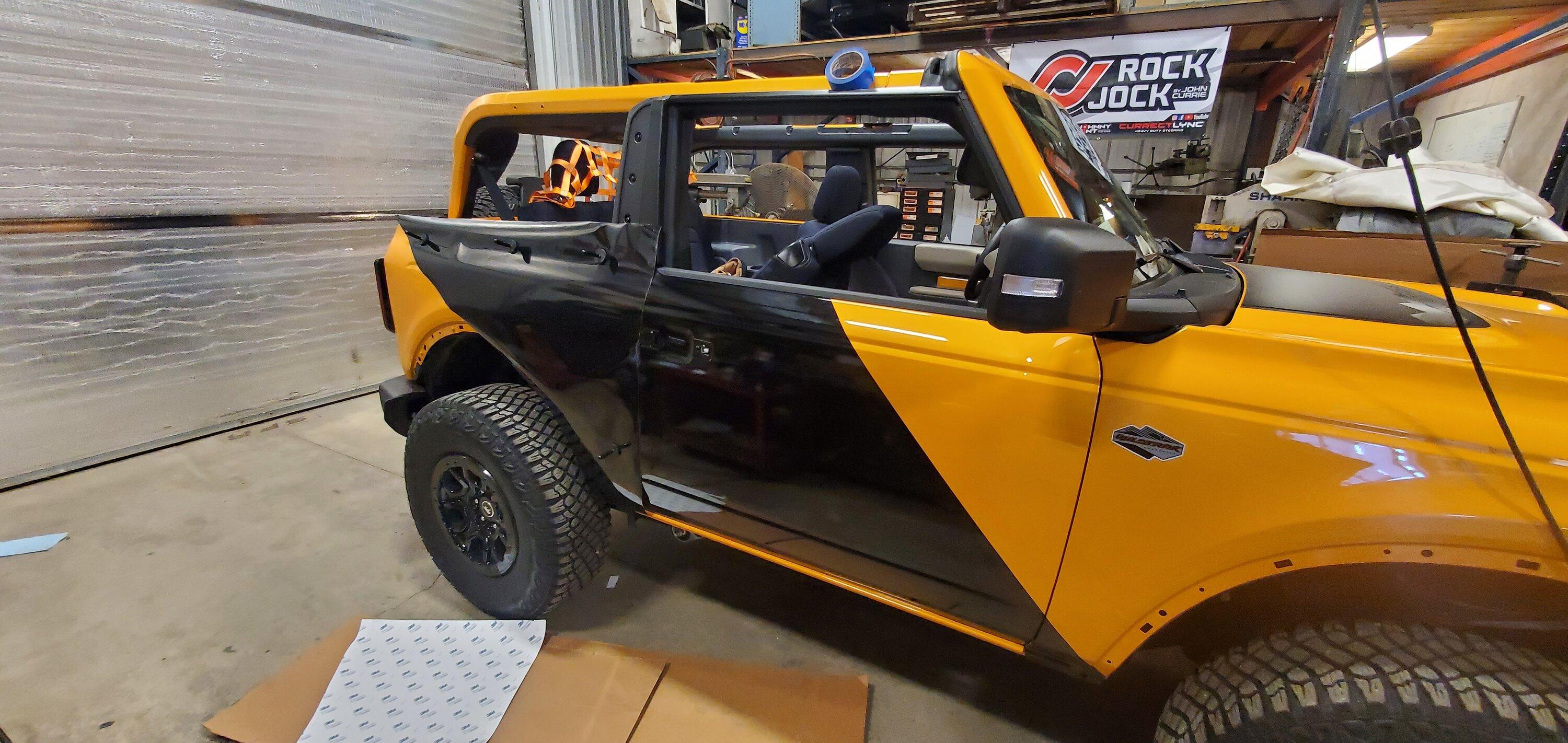 Ford Bronco Mud flaps are ugly, so I went another direction with vinyl wrap protection 20230208_163546