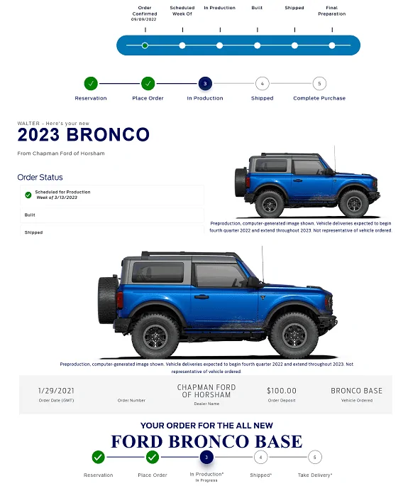Ford Bronco 03/13/2023 Build Week 1676045583035