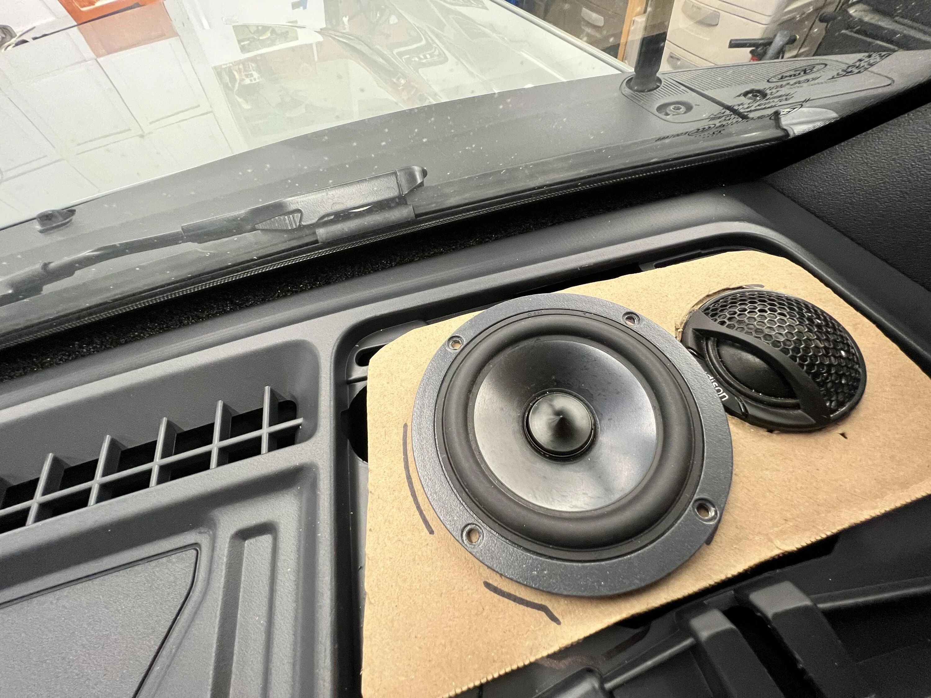 Ford Bronco Progress on custom mod dash mid/tweeter plates 1A689EB9-383E-46DD-9DB3-3E41C71183EE