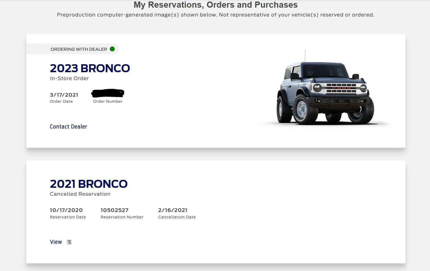 Ford Bronco Order deleted? Captur